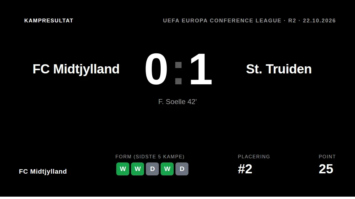 FC Midtjylland måtte se sig slået 0-1 af belgiske St